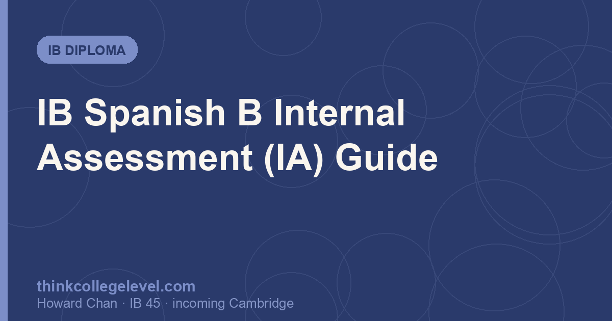 IB Spanish B Internal Assessment (IA) Guide